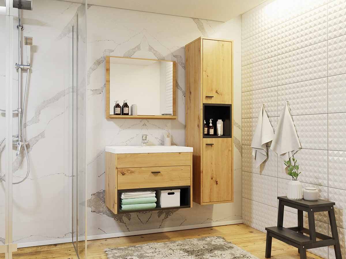 Vannitoakomplekt Velum I (Artisan tamm + Must)