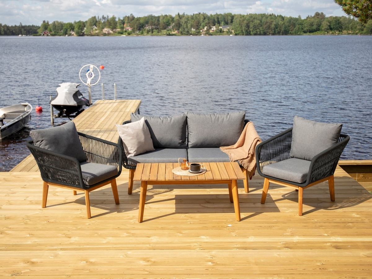 Aiamööblikomplekt Dallas 661 (Tumehall + Must + Akaatsia)