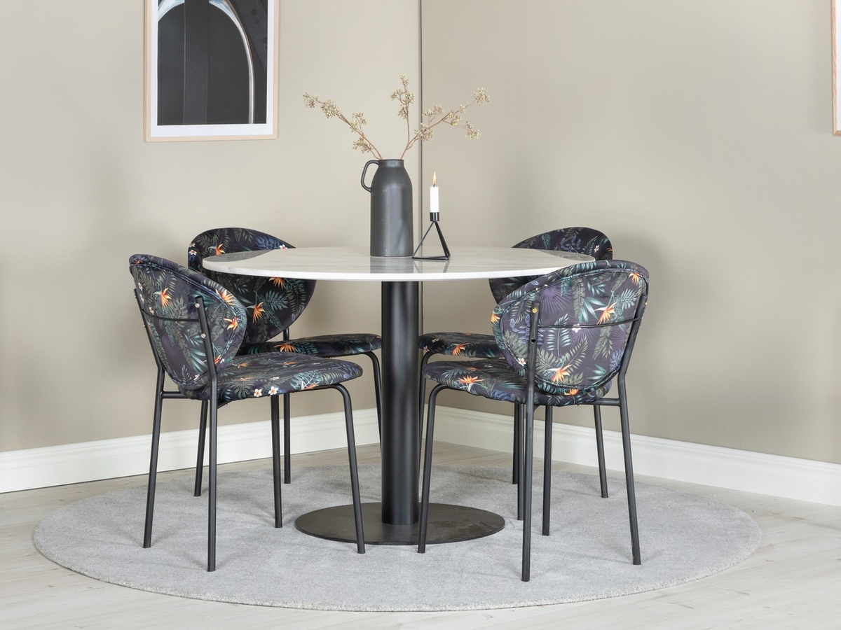 Söögitoakomplekt Dallas 1298 (Lilleline muster + Must)