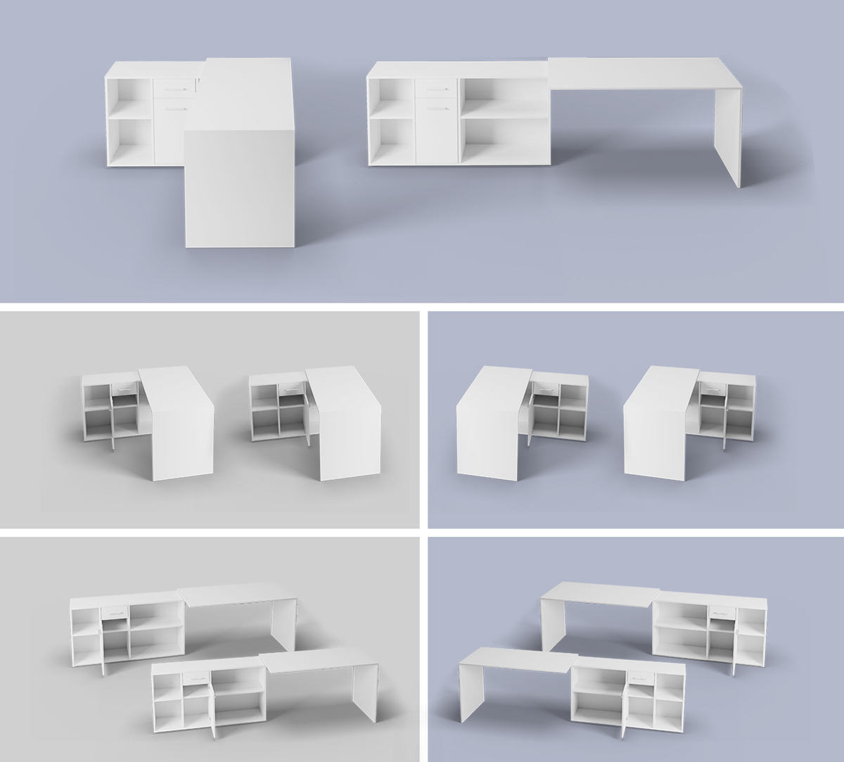 Kontori nurgalaud Bristol 122 (Betoon + Valge)