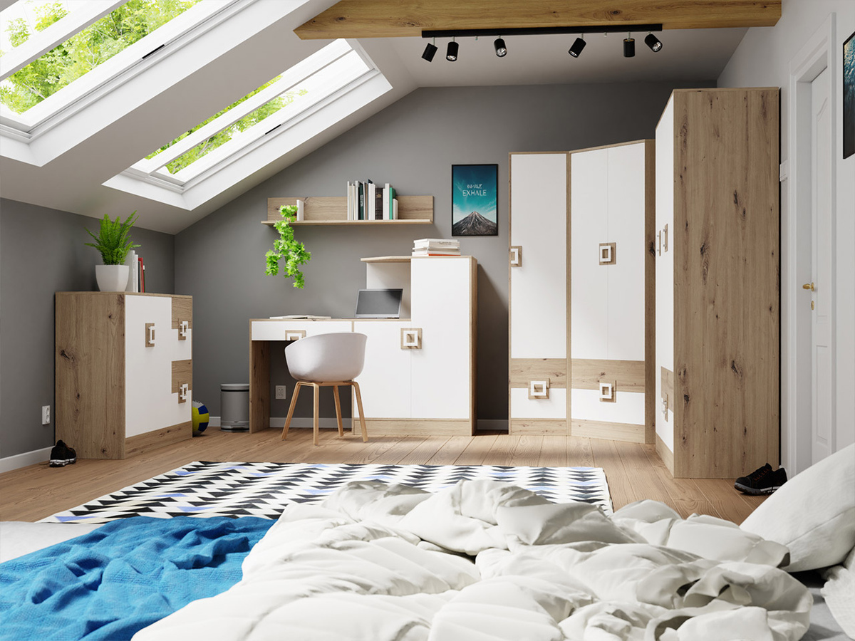 Mööblikomplekt Tolfere 106 (Hele tamm + Valge)