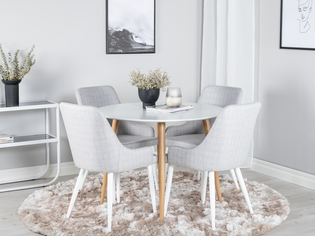 Söögitoakomplekt Dallas 299 (Helehall + Valge)