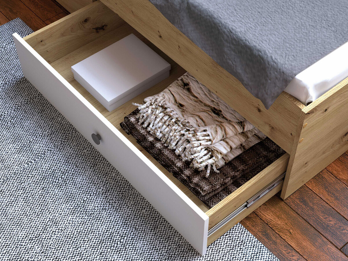 Voodi Almira 113 (Artisan tamm + Valge + Hall)