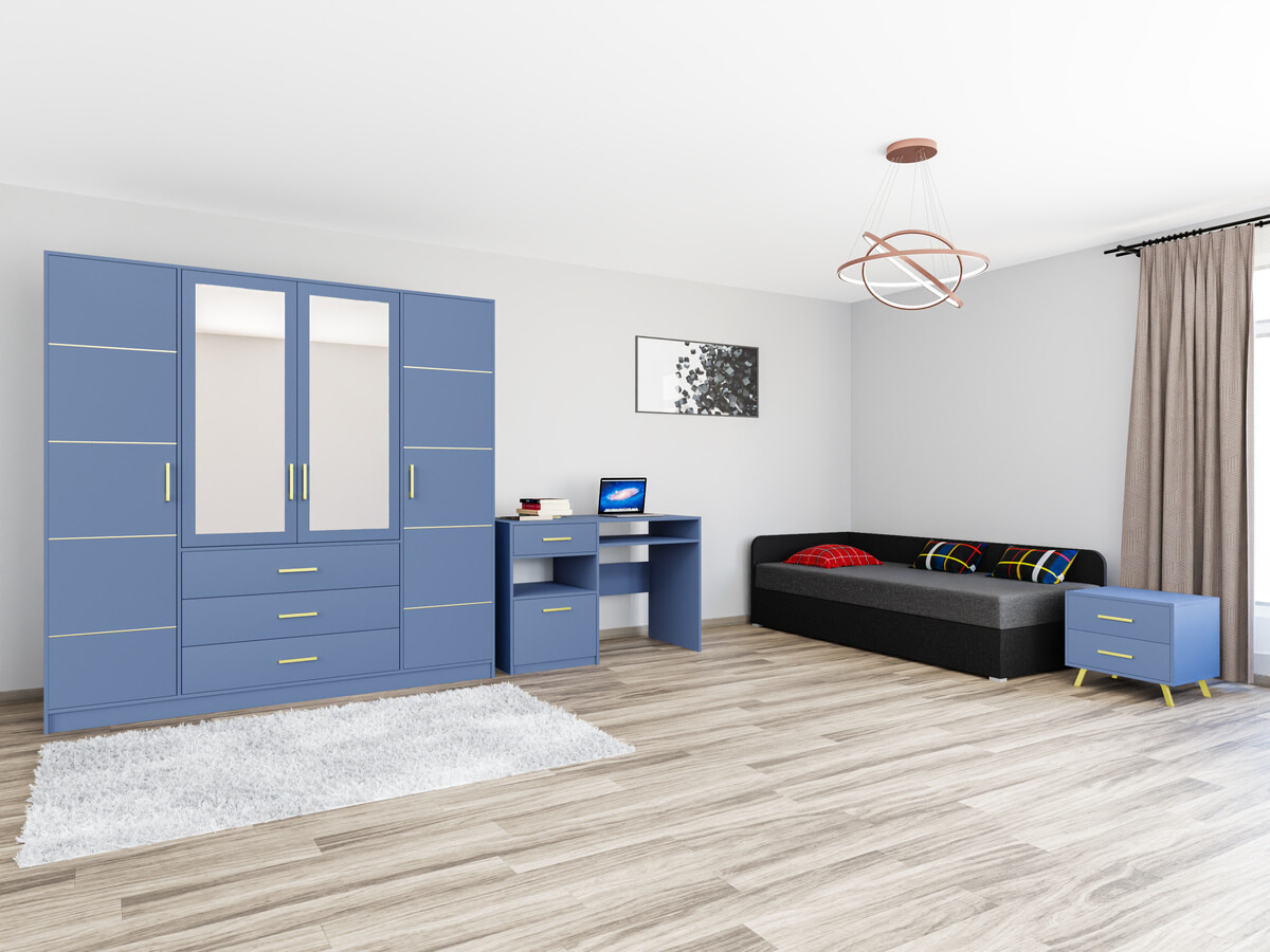 Mööblikomplekt Dortivu 122 (Sinine + Lux 23 + Lux 06)