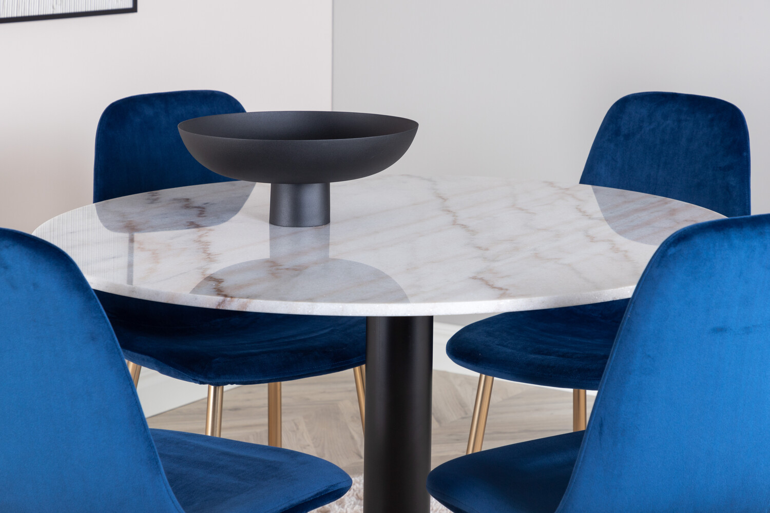 Söögitoakomplekt Dallas 2628 (Valge marmor + Must)