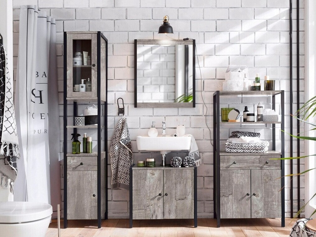 Vannitoakomplekt Larnovo 117 (Hall tamm + Must)