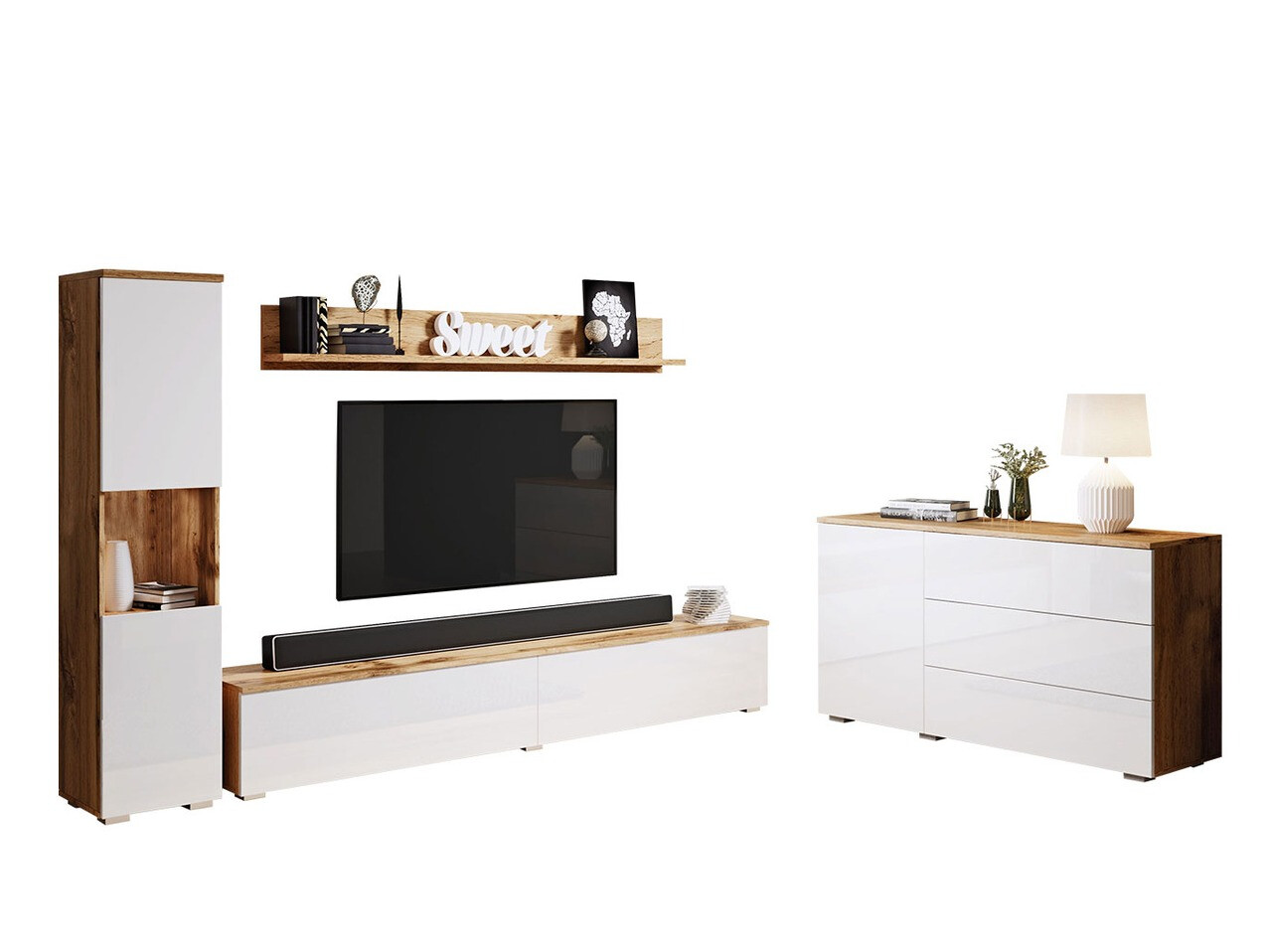 Elutoa komplekt Sarasota 132 (Wotani tamm + Läikiv valge)