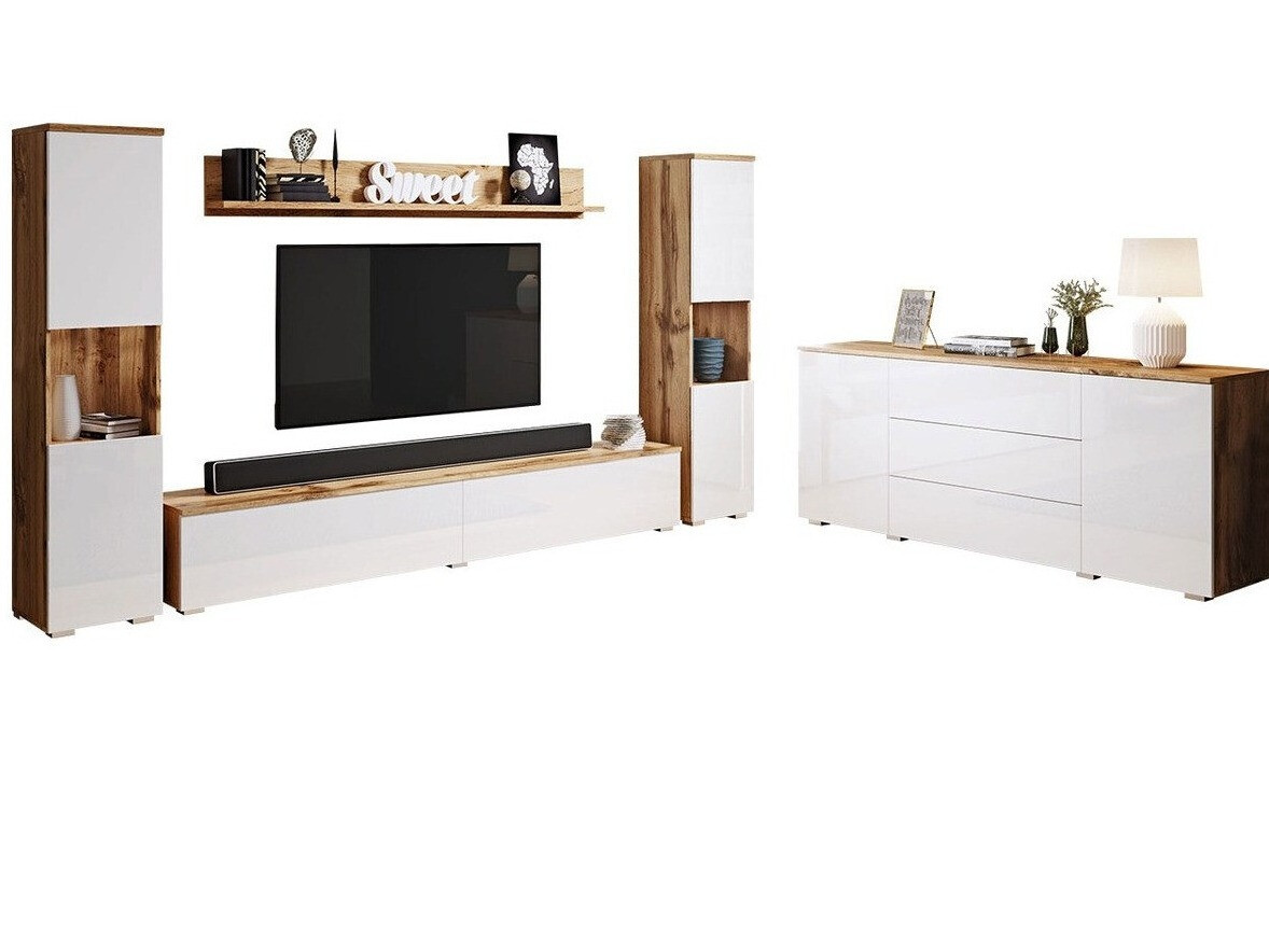 Elutoa komplekt Sarasota 133 (Wotani tamm + Läikiv valge)