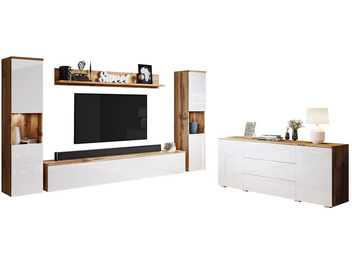 Elutoa komplekt Sarasota 133 (Wotani tamm + Läikiv valge)