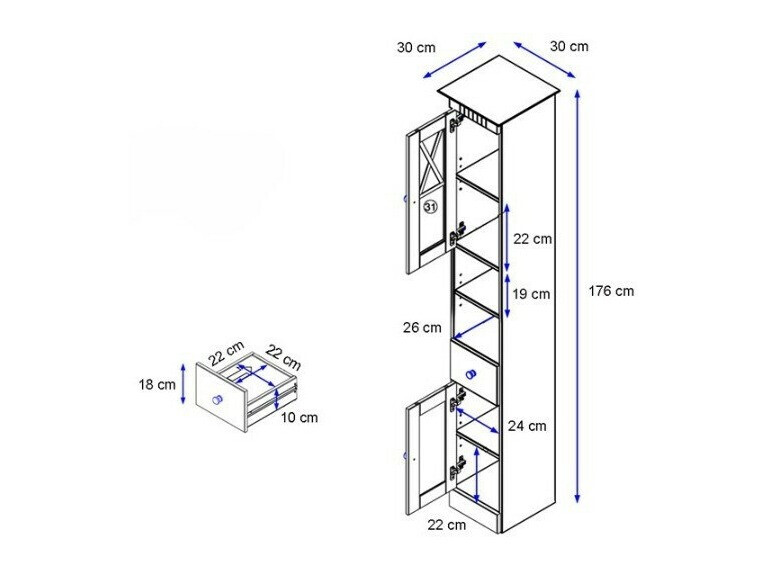 Vannitoa põrandakapp Deletri 104 (Mänd)