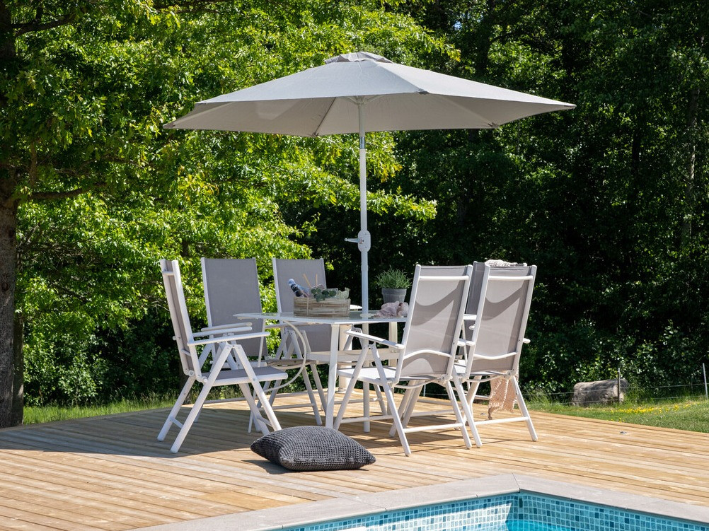 Laua ja toolide komplekt Dallas 3079 (Valge + Hall) 2051-408