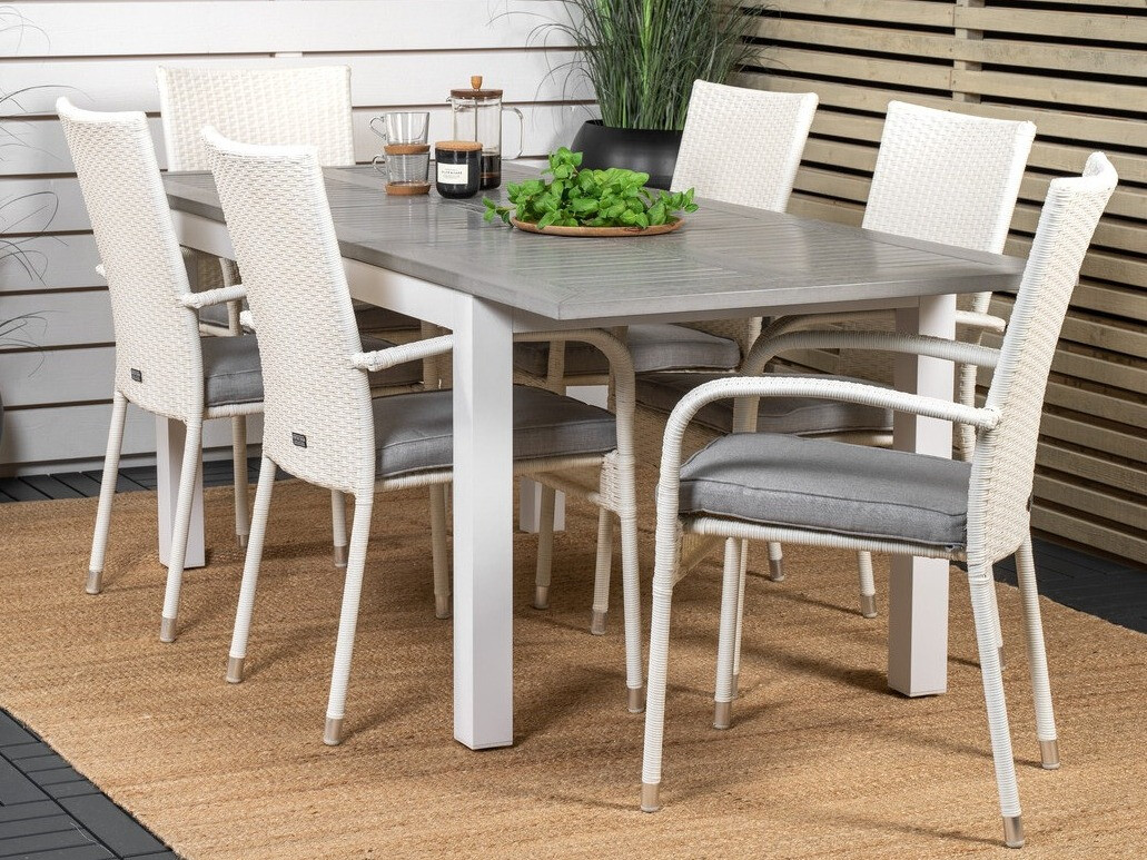 Laua ja toolide komplekt Dallas 2258 (Valge + Hall)