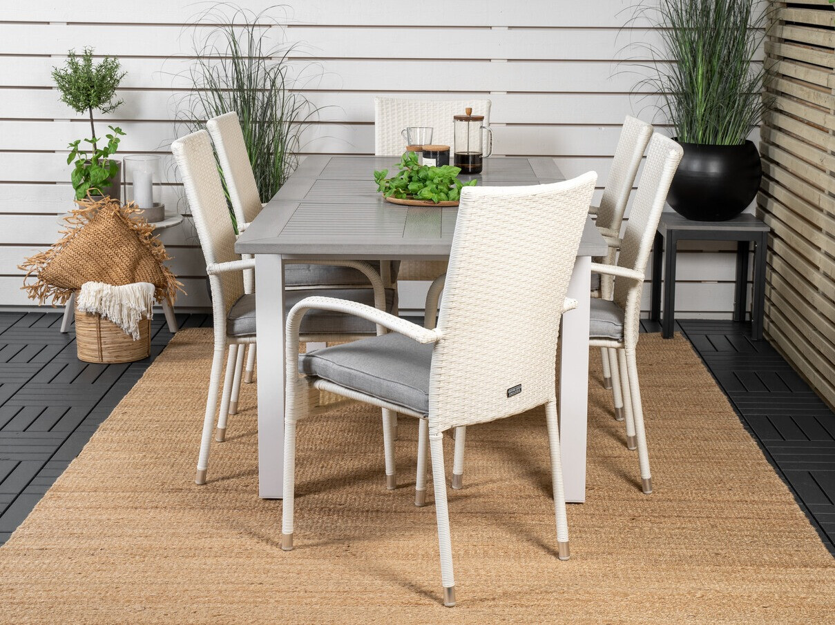 Laua ja toolide komplekt Dallas 2258 (Valge + Hall)