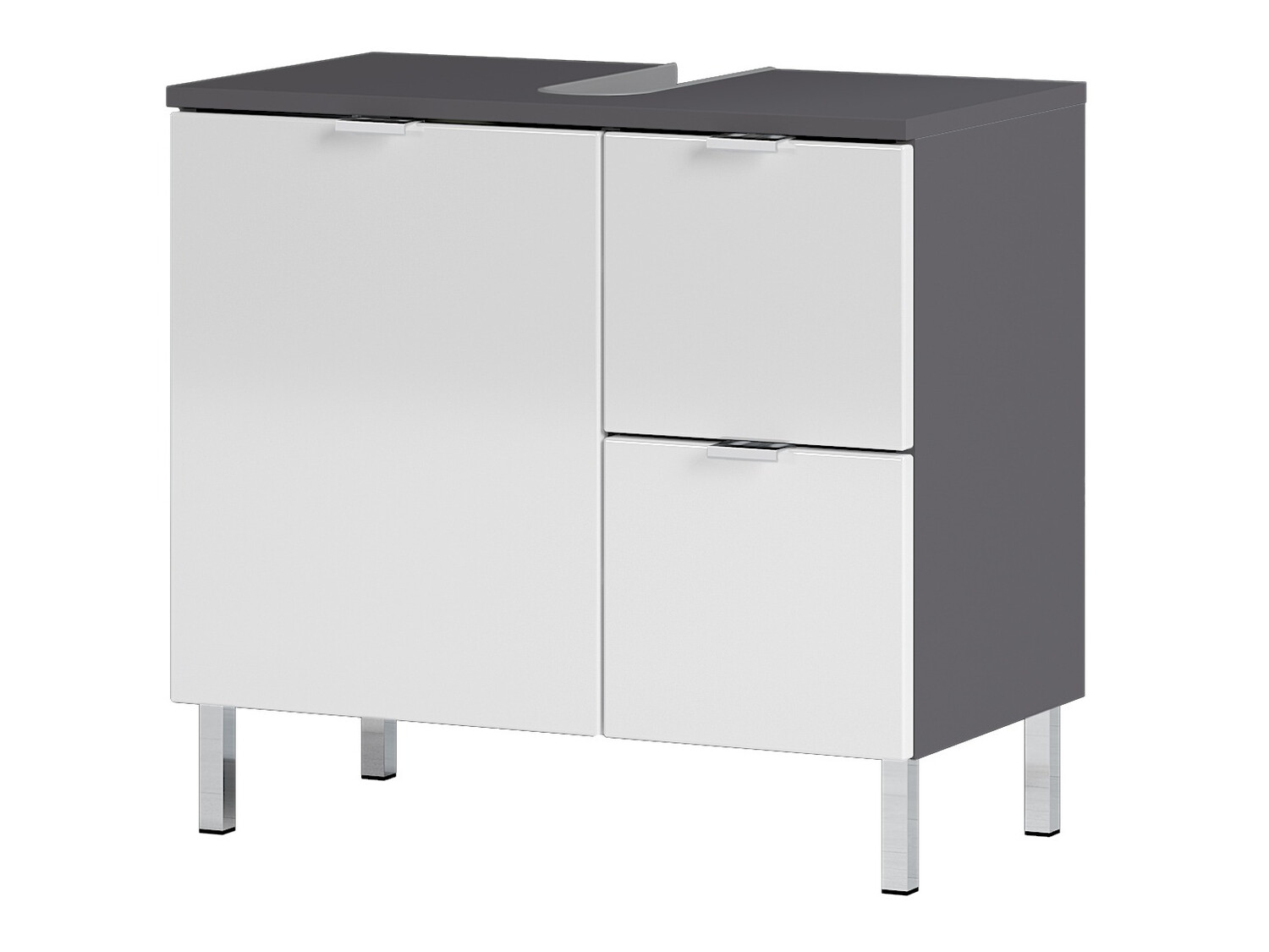 Vannitoa põrandakapp kraanikausile Lomcamo 100 (Läikiv valge+ Grafiit)