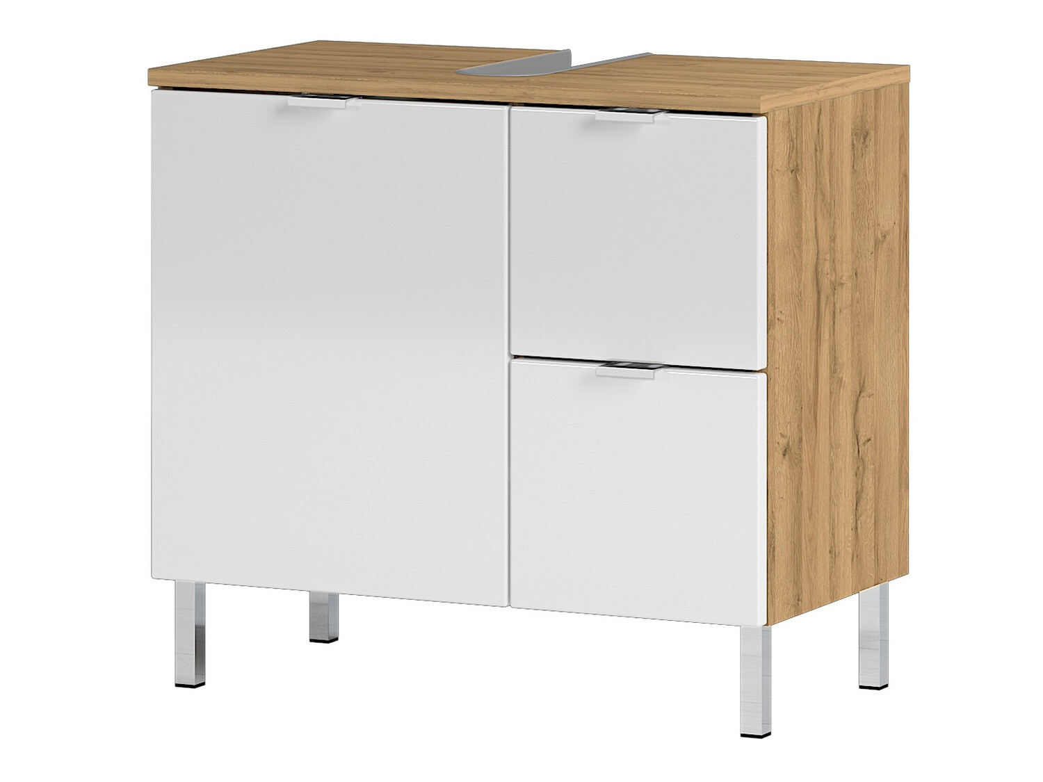 Vannitoa põrandakapp kraanikausile Lomcamo 100 (Läikiv valge + Grandson tamm)