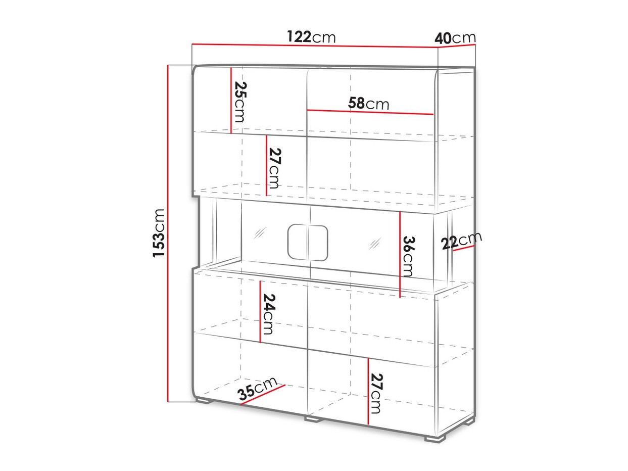 Riiul Torsone 107 (Valge + Läikiv valge + San remo tamm)