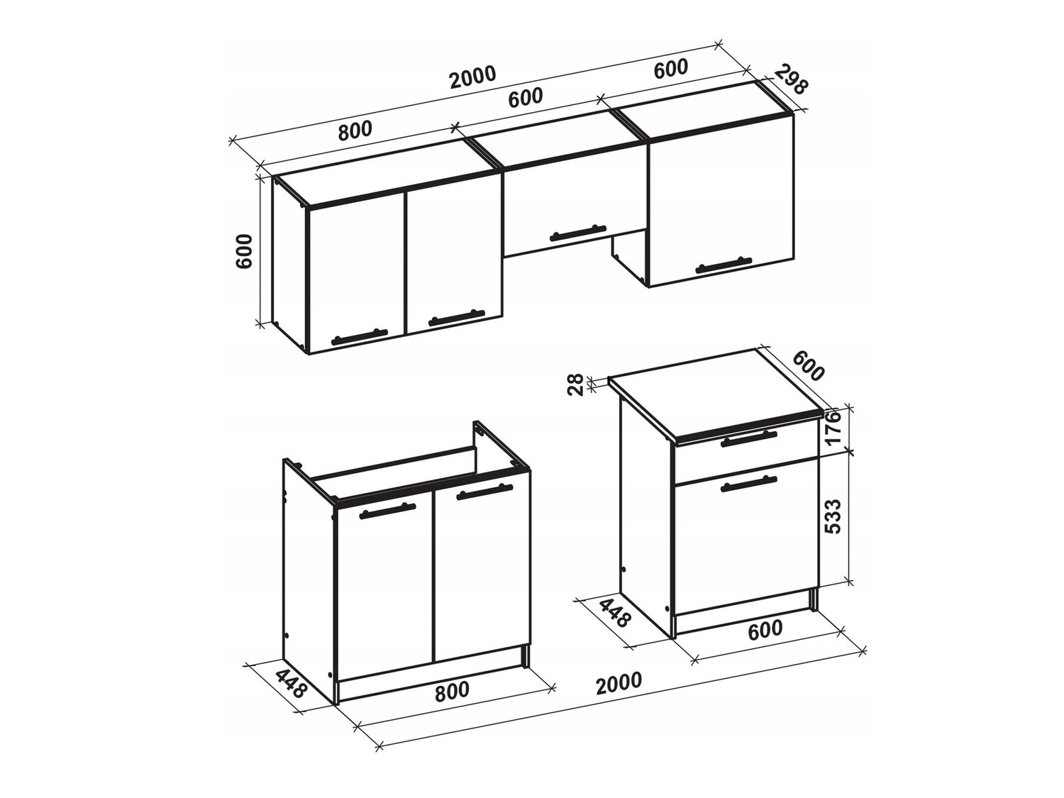 Köögikomplekt Houston 857 (Läikiv valge + Sonoma tamm)