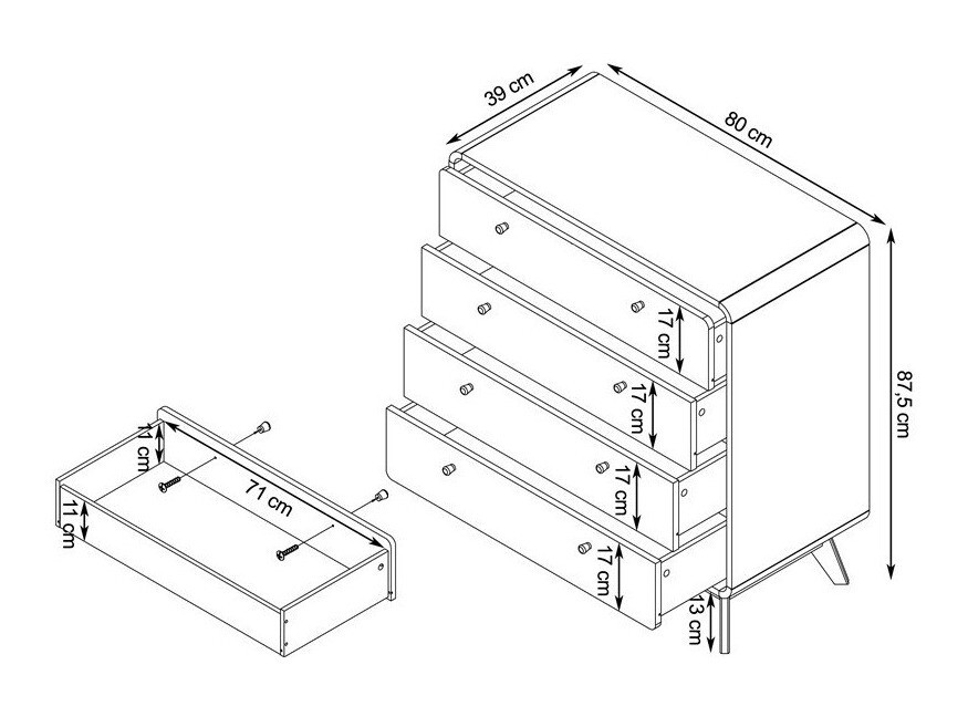 Kummut Elbtena 112 (Valge + Tamm)