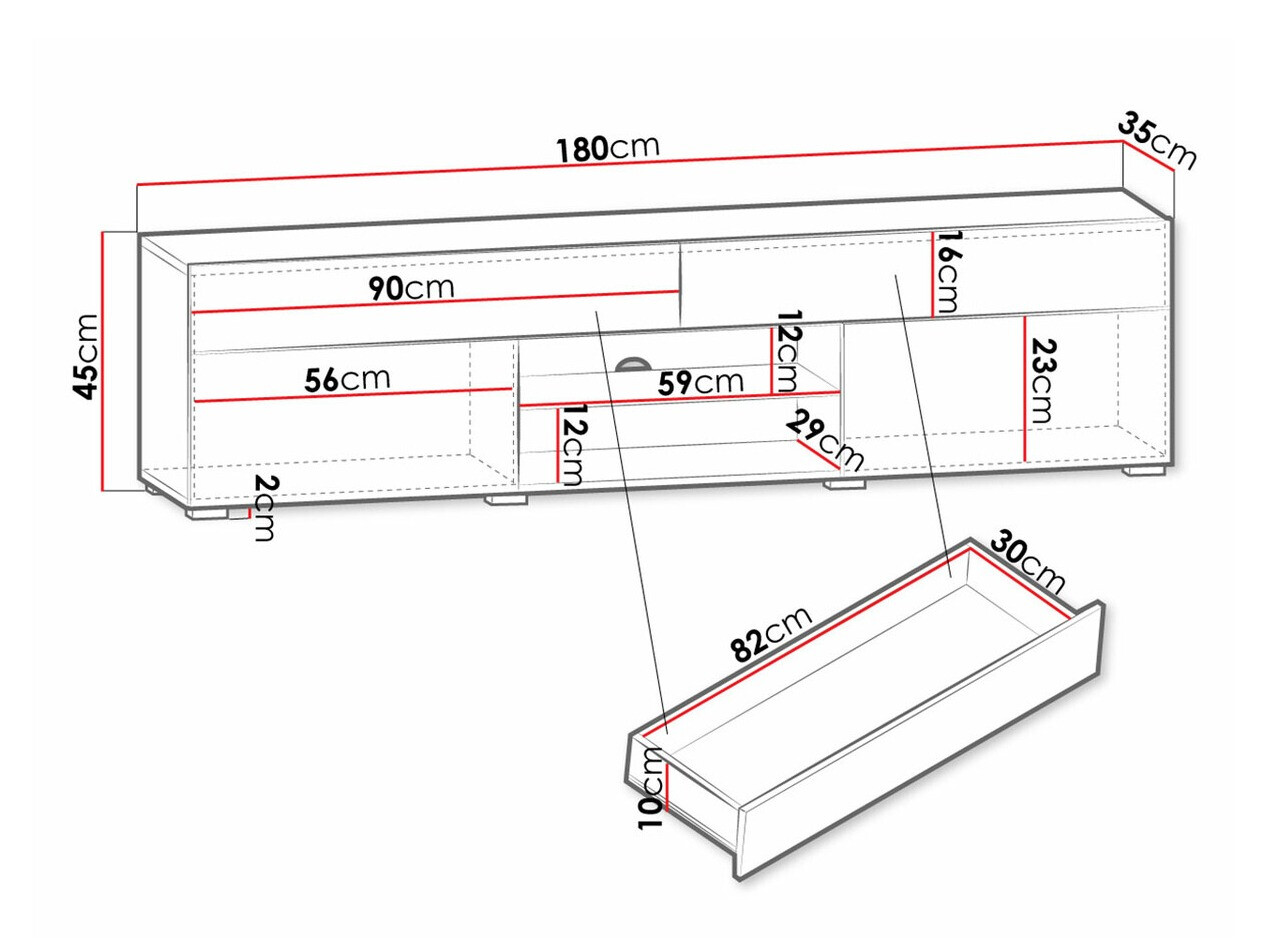 TV-alus Sarasota 134 (Valge + Läikiv valge)