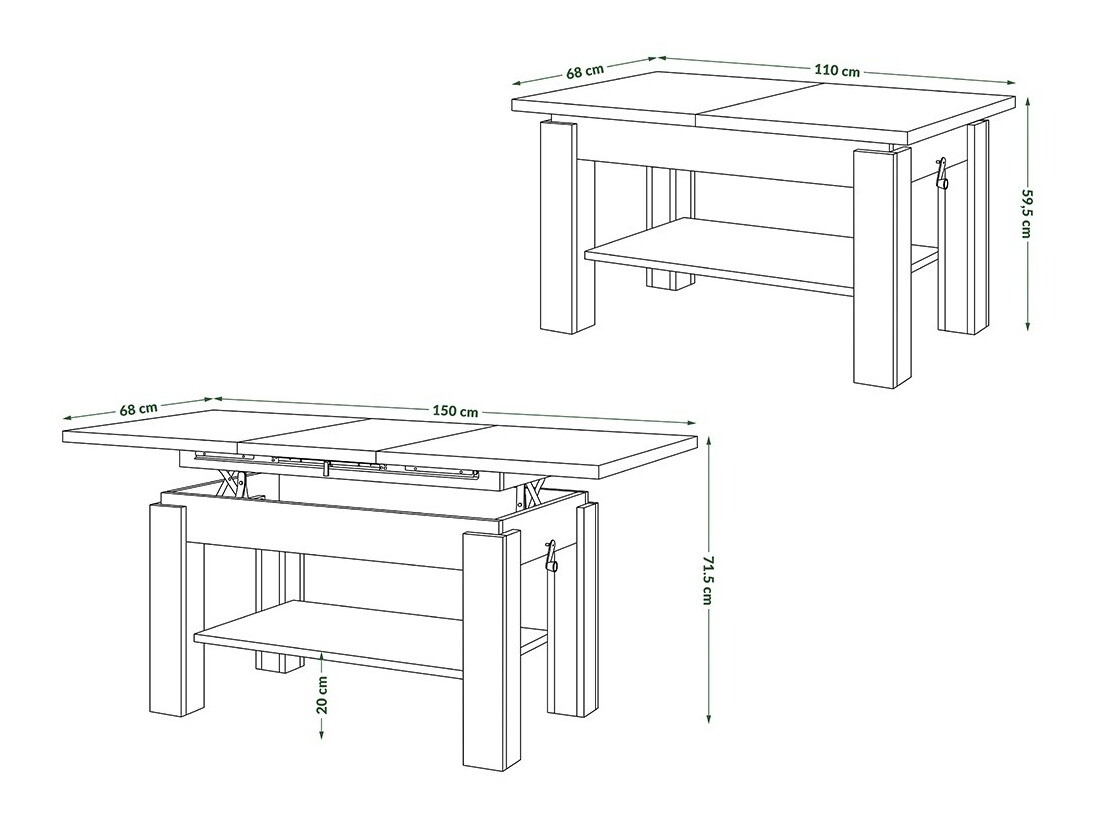 Transformer diivanilaud Glendale 100 (Betoon + Must)