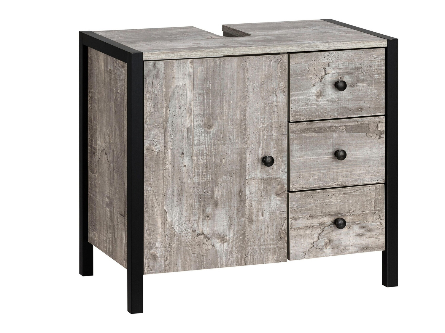 Vannitoa põrandakapp kraanikausile Larnovo 105 (Hall tamm + Must)