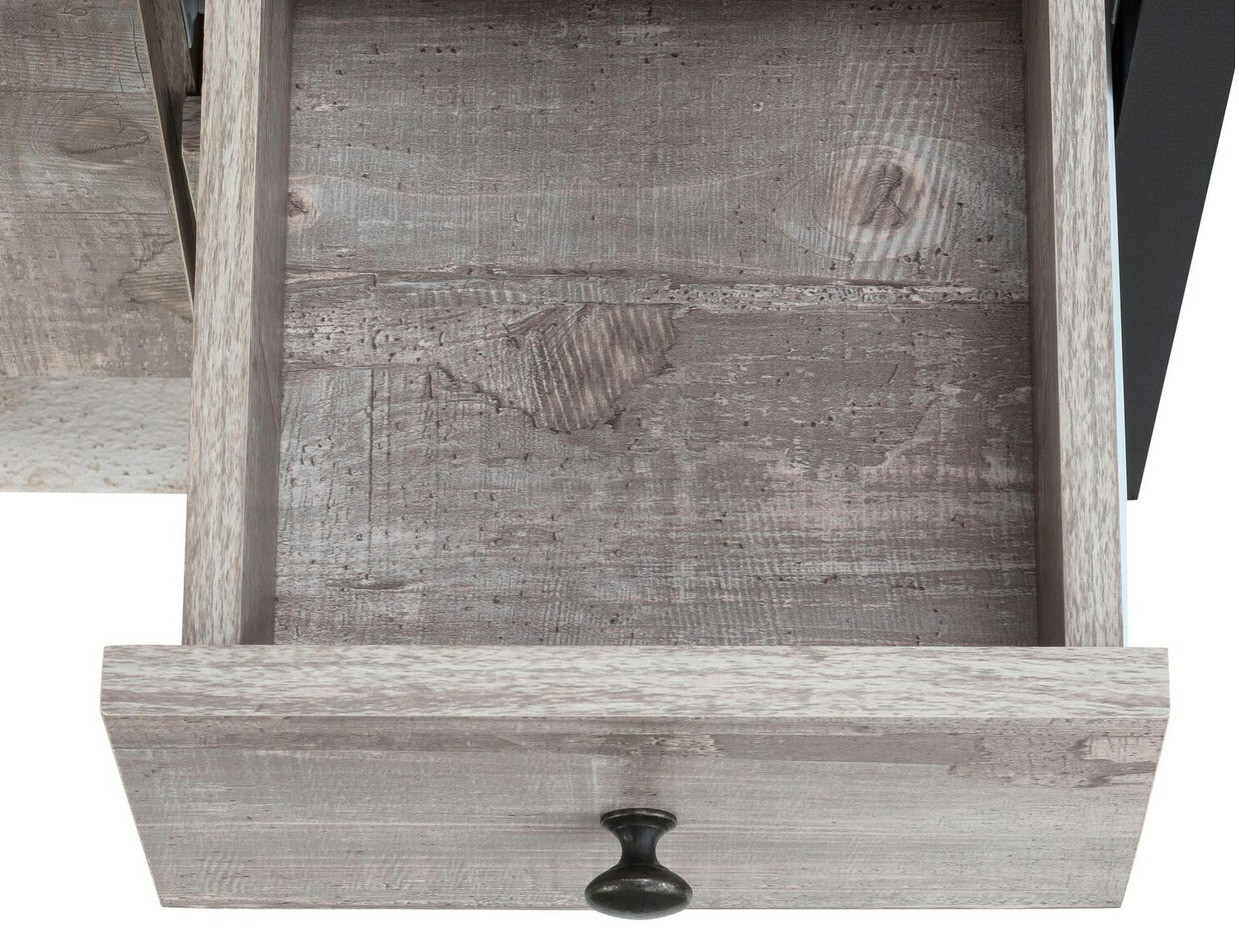 Vannitoa põrandakapp kraanikausile Larnovo 105 (Hall tamm + Must)