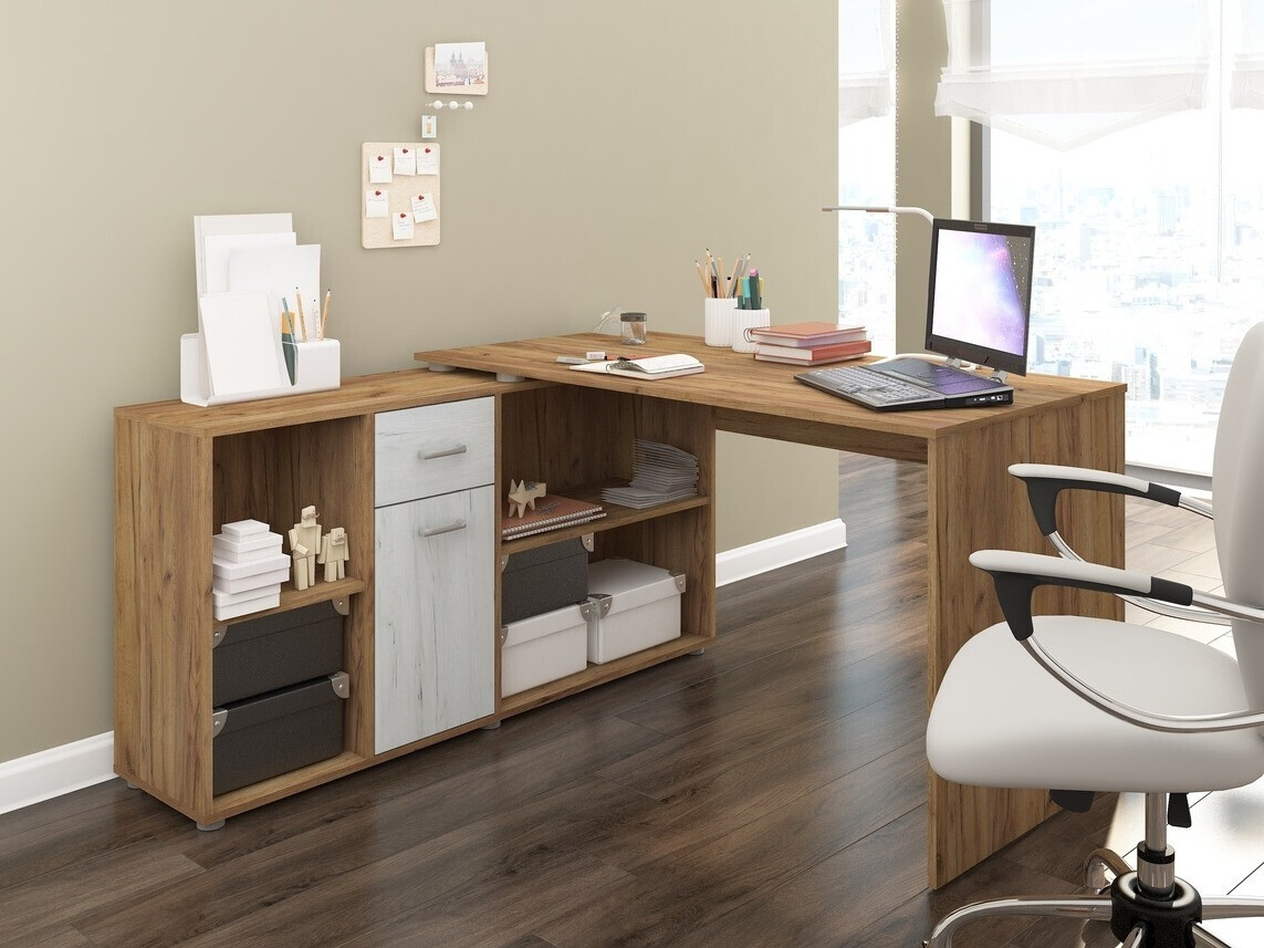 Kontori nurgalaud Gilroy 113 (Craft tamm + Käsitöö valge)