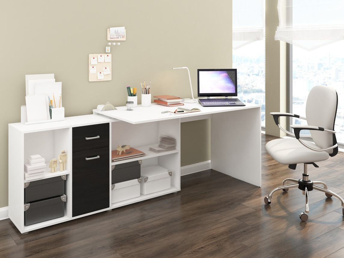 Kontori nurgalaud Gilroy 113 (Valge + Läikiv must)