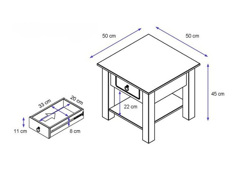 Külglaud Denton 121 (Valge + Hall tamm)