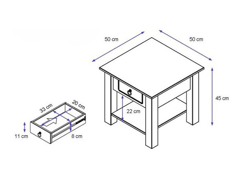 Külglaud Denton 121 (Valge + Mee tamm)
