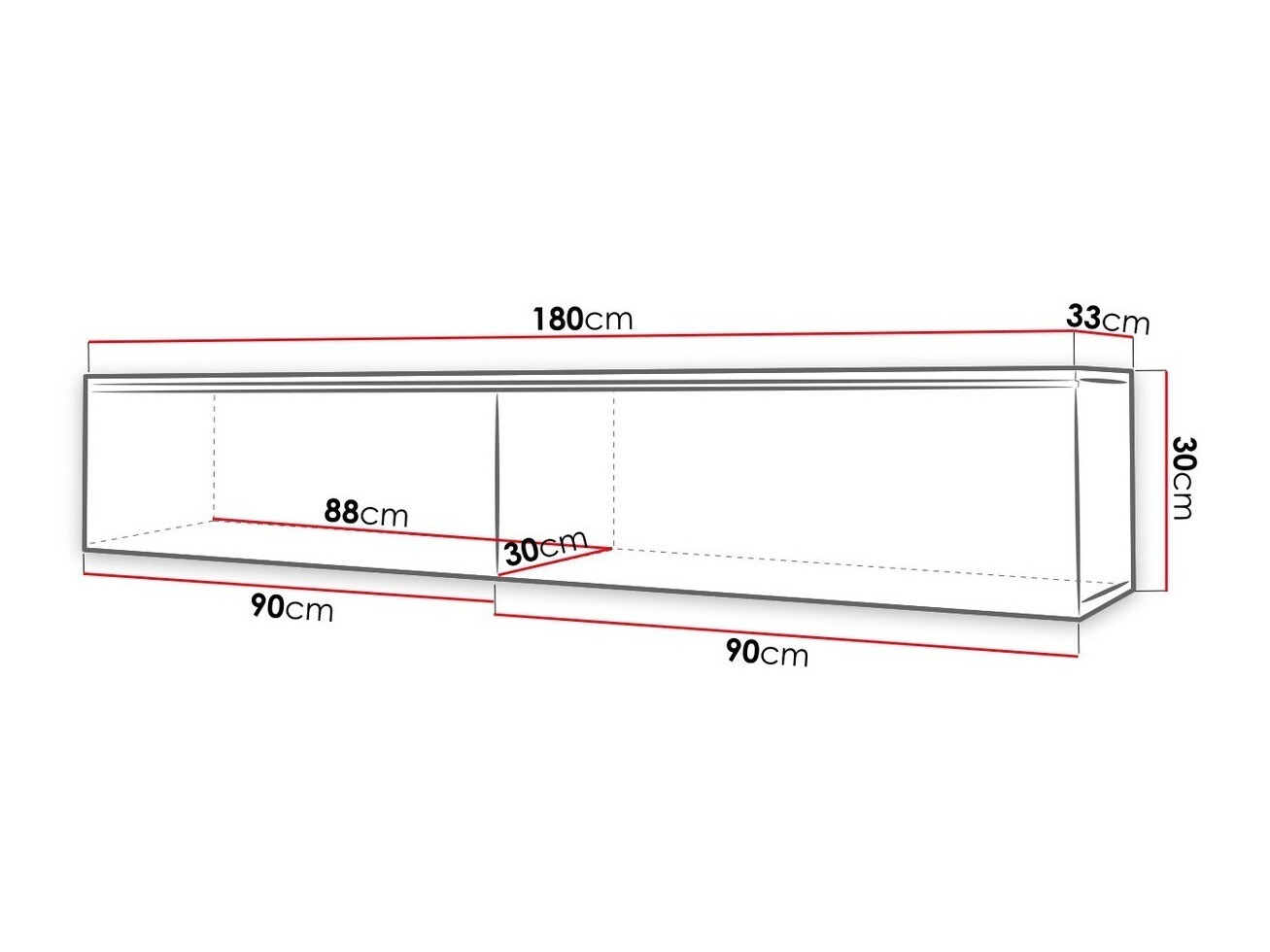 TV-alus Sarasota 121 (Wotani tamm + Läikiv must)