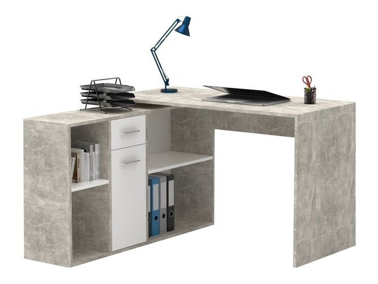 Kontori nurgalaud Bristol 122 (Betoon + Valge)