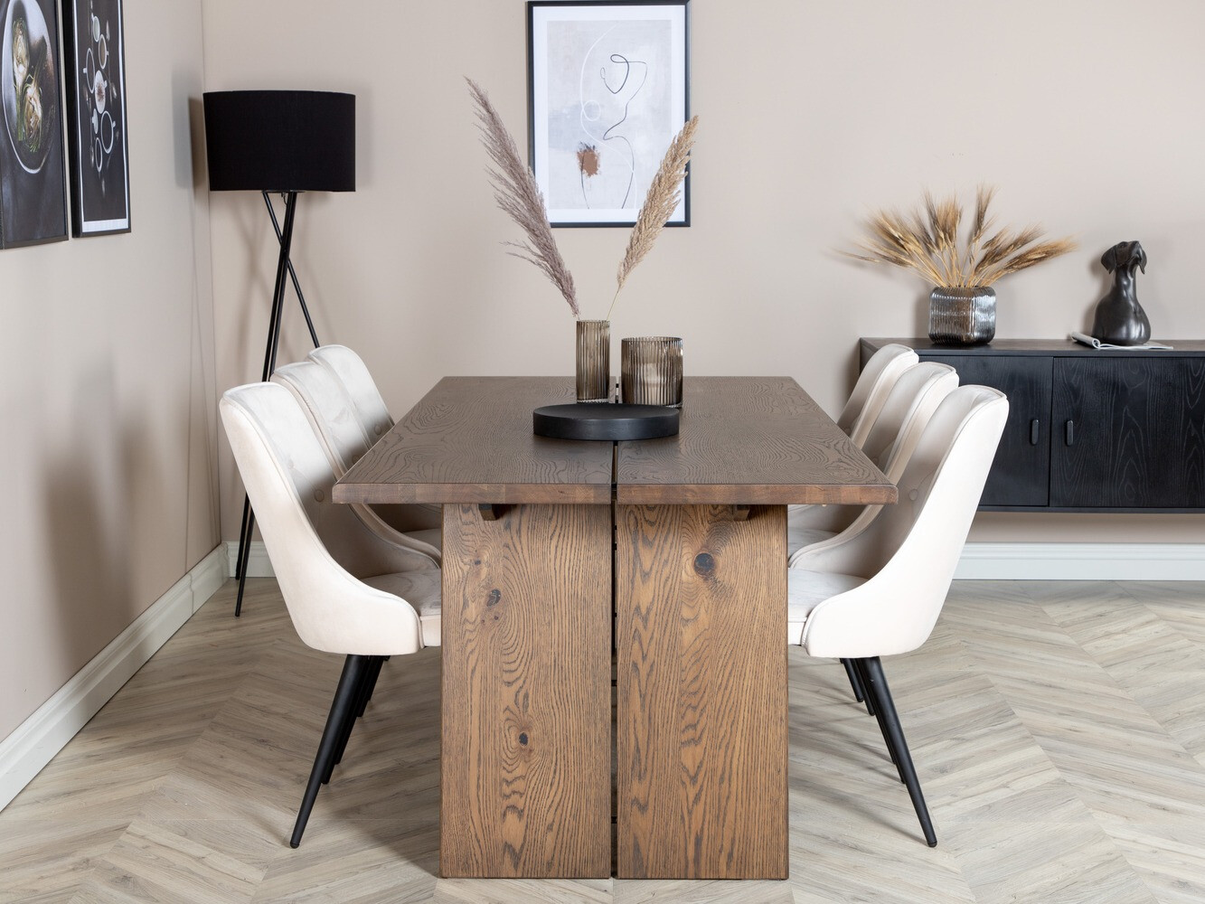 Söögitoakomplekt Dallas 1807 (Must + Beež)