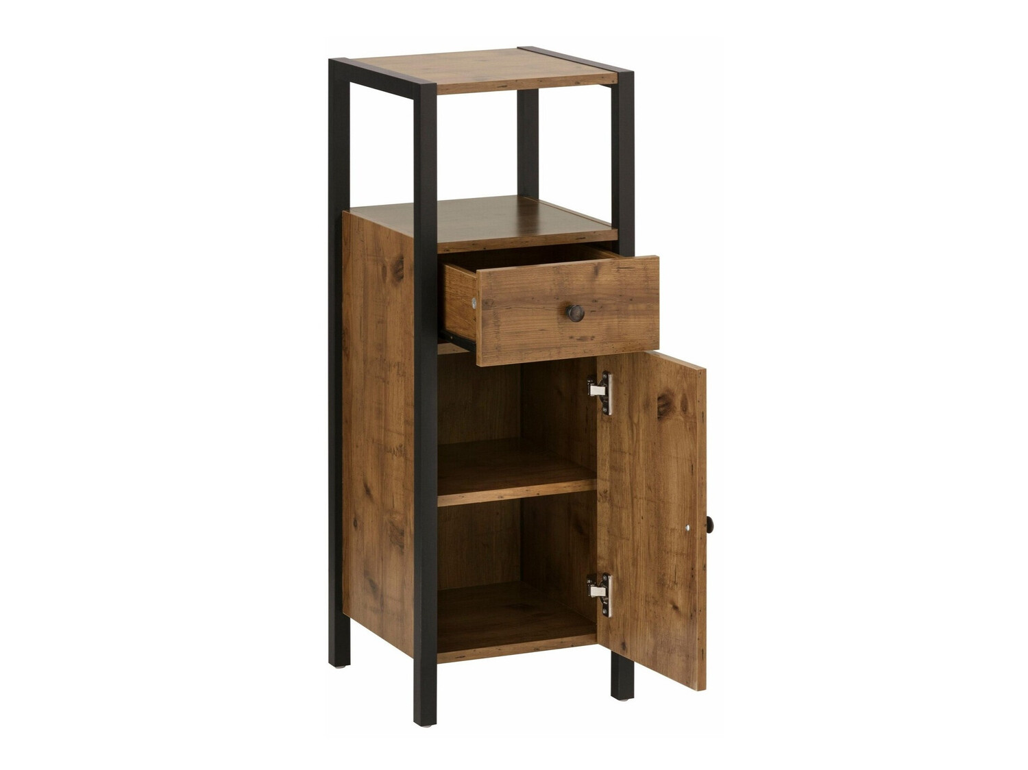 Vannitoa põrandakapp Larnovo 112 (Tume tamm + Must)