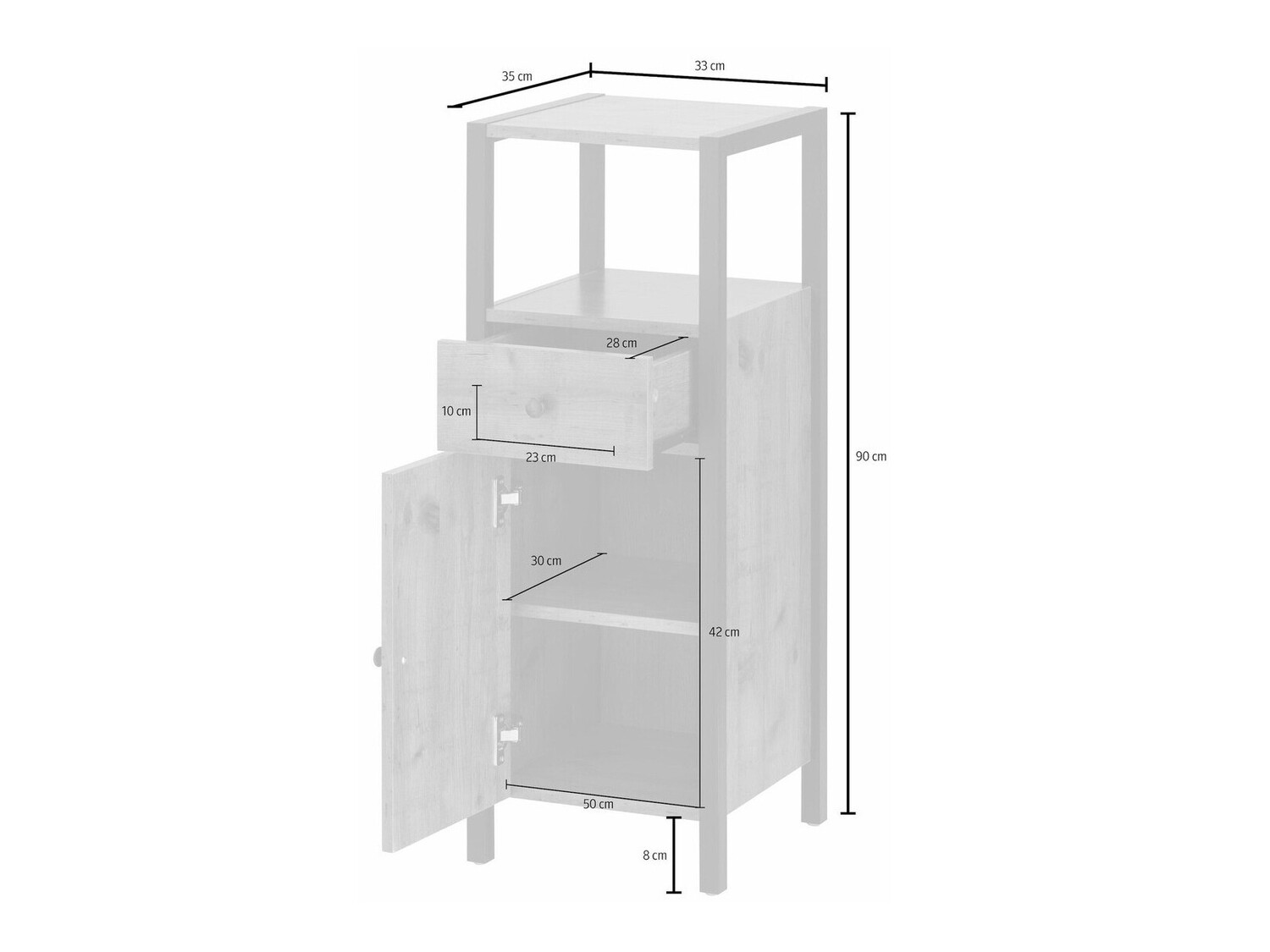 Vannitoa põrandakapp Larnovo 112 (Tume tamm + Must)