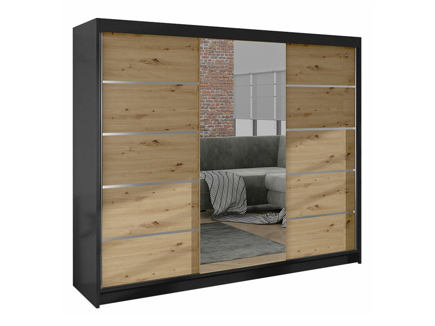 Riidekapp Closico 161 (Must + Artisan tamm)