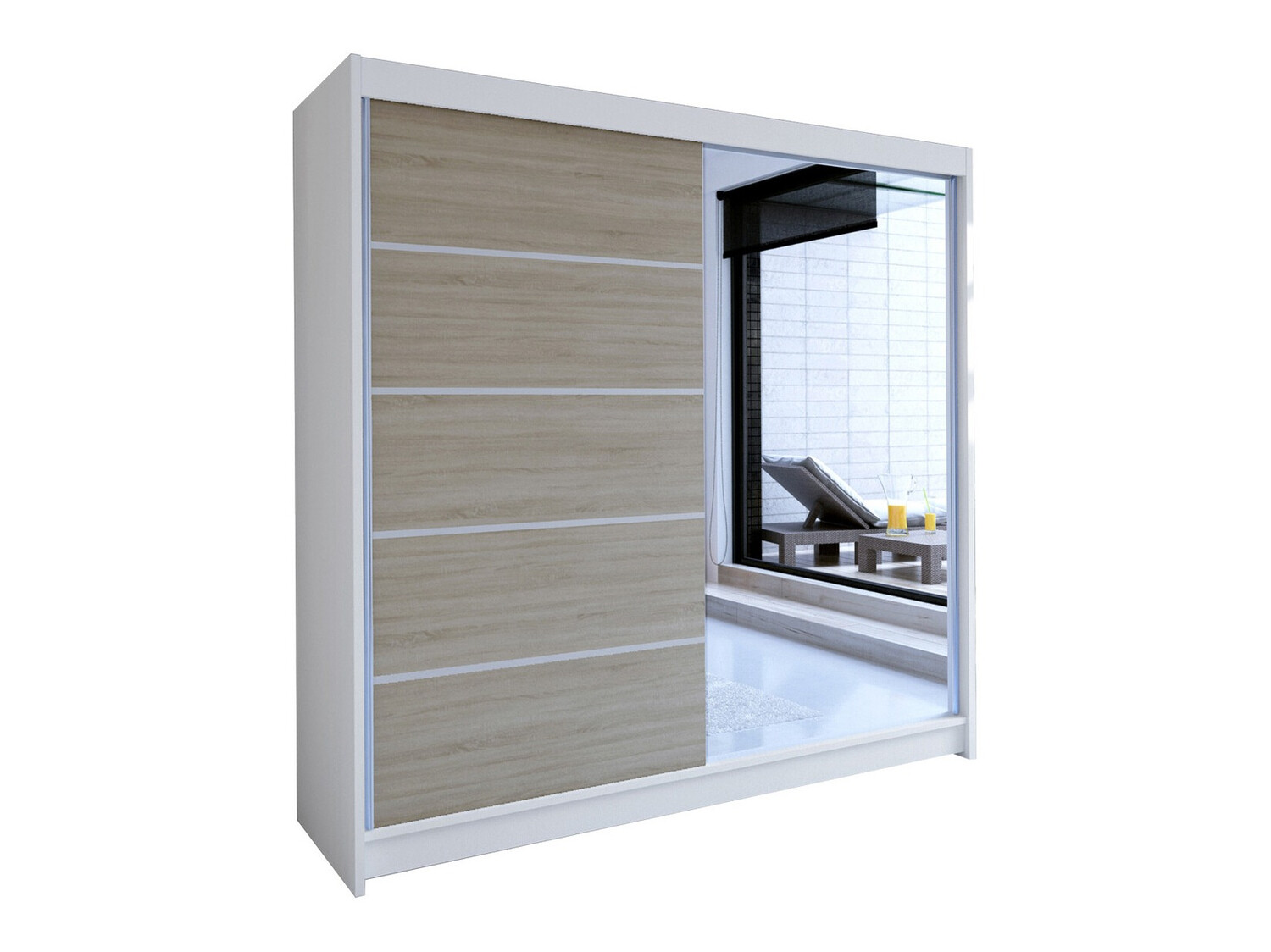 Riidekapp Closico 142 (Valge + Sonoma tamm)