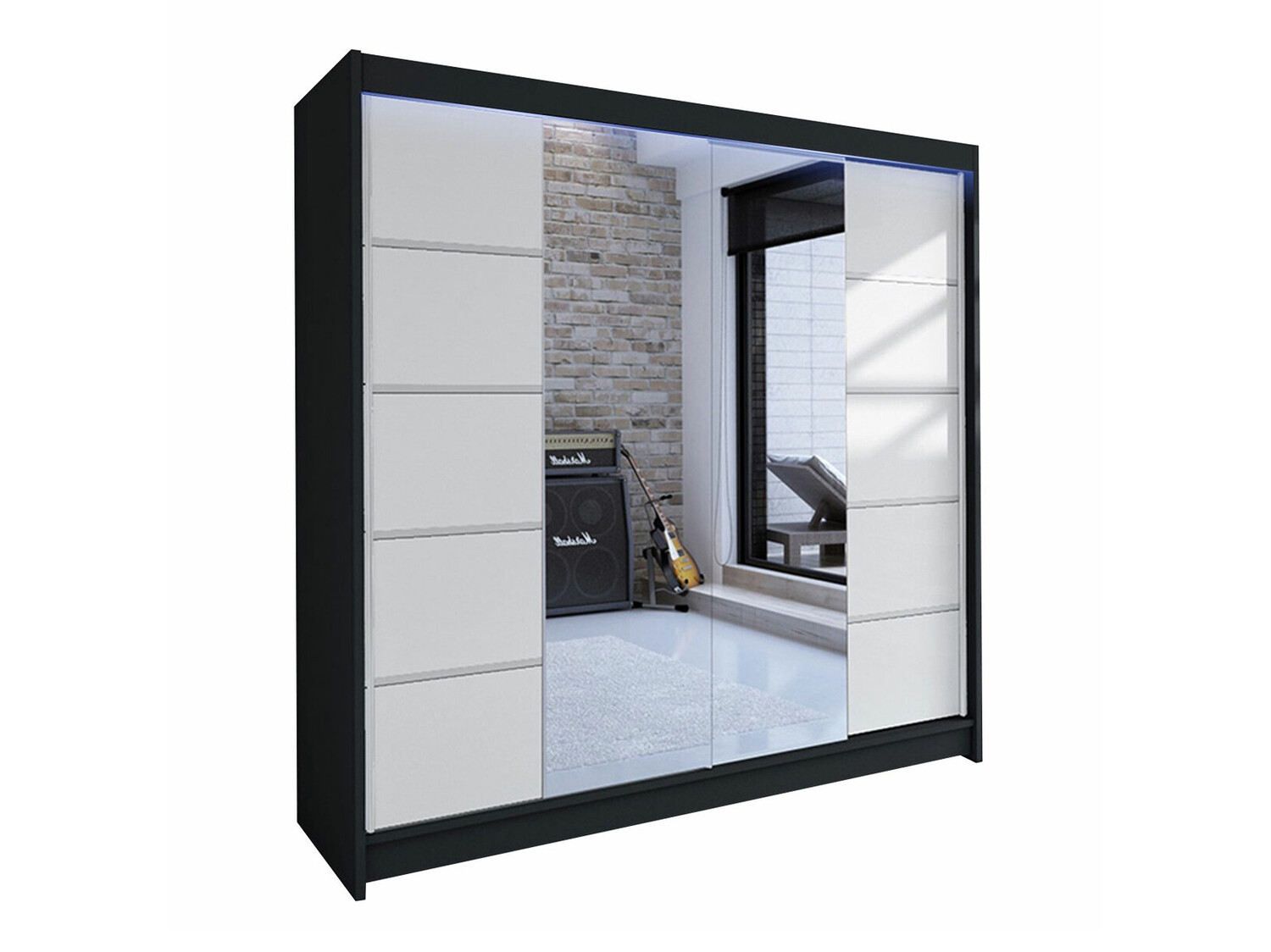 Riidekapp Closico Cavaris V (Must + Valge)
