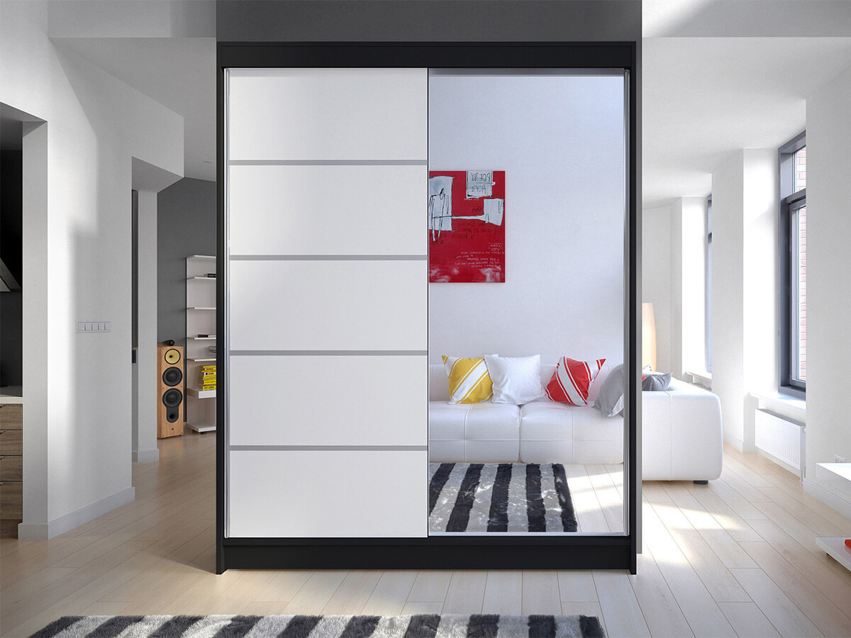 Riidekapp Closico Vastor III (Must + Valge)