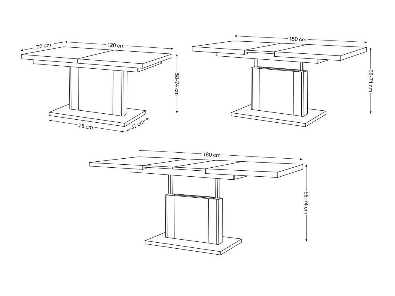 Transformer diivanilaud Glendale 103 (Sonoma tamm + Valge)