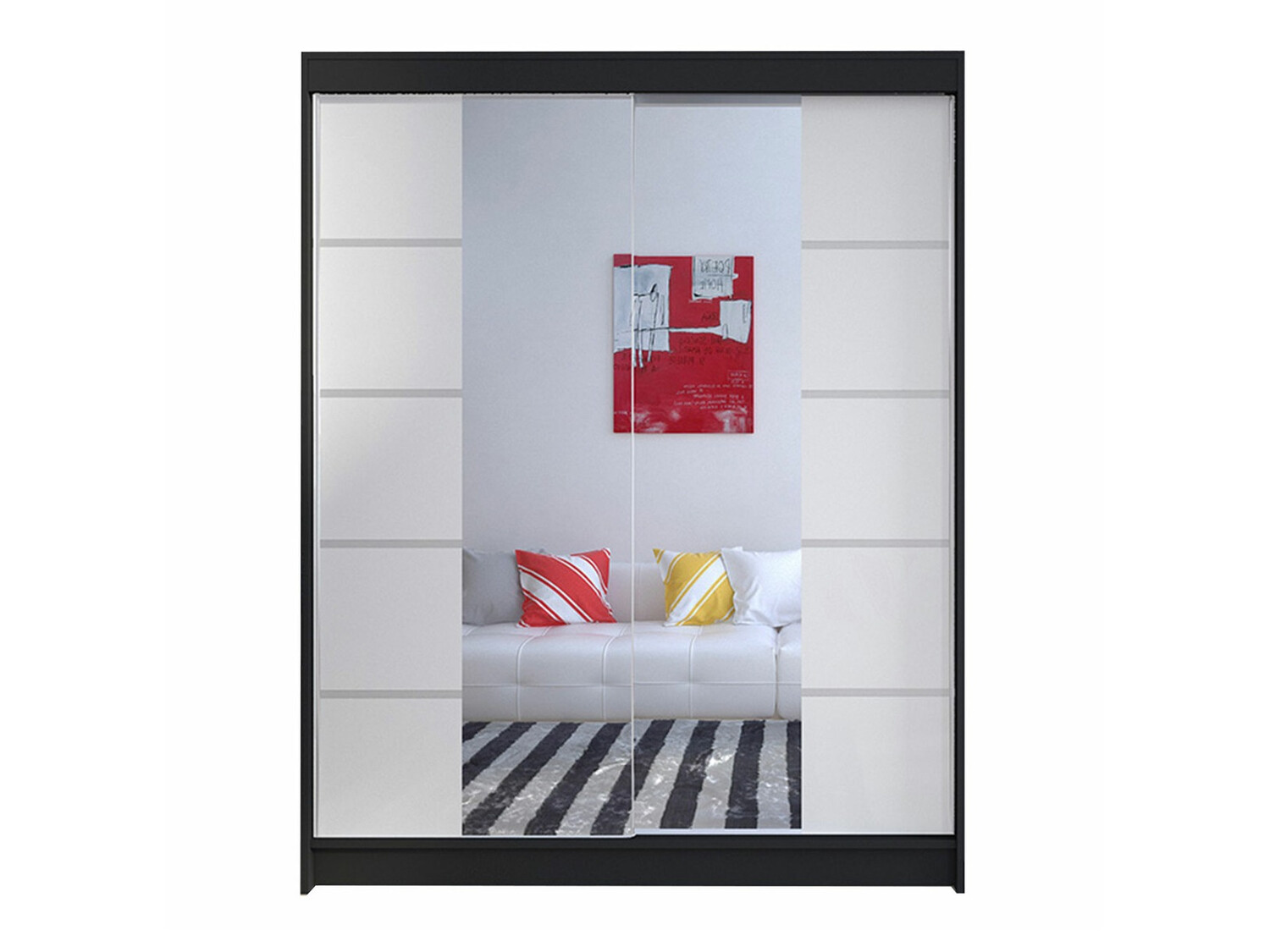 Riidekapp Closico 146 (Must + Valge)