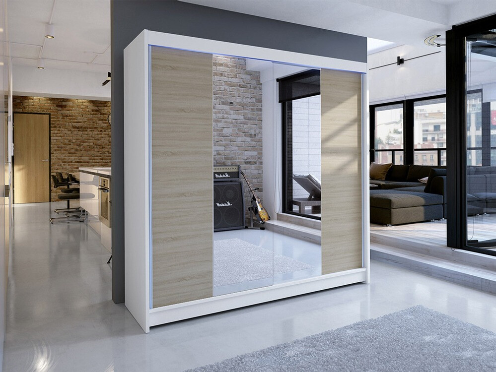Riidekapp Closico Cavaris II (Valge + Sonoma tamm)