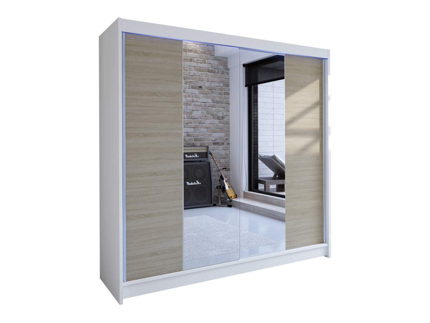 Riidekapp Closico Cavaris II (Valge + Sonoma tamm)