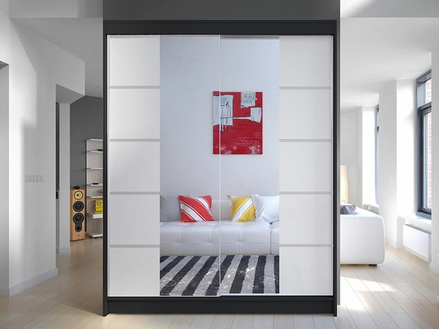 Riidekapp Closico Vastor V (Must + Valge)