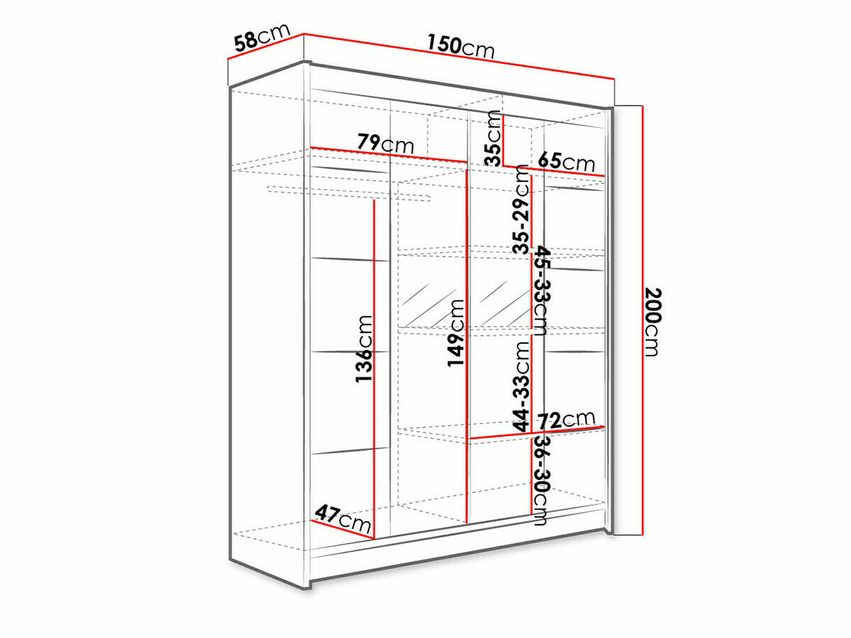Riidekapp Closico Vastor V (Must + Valge)
