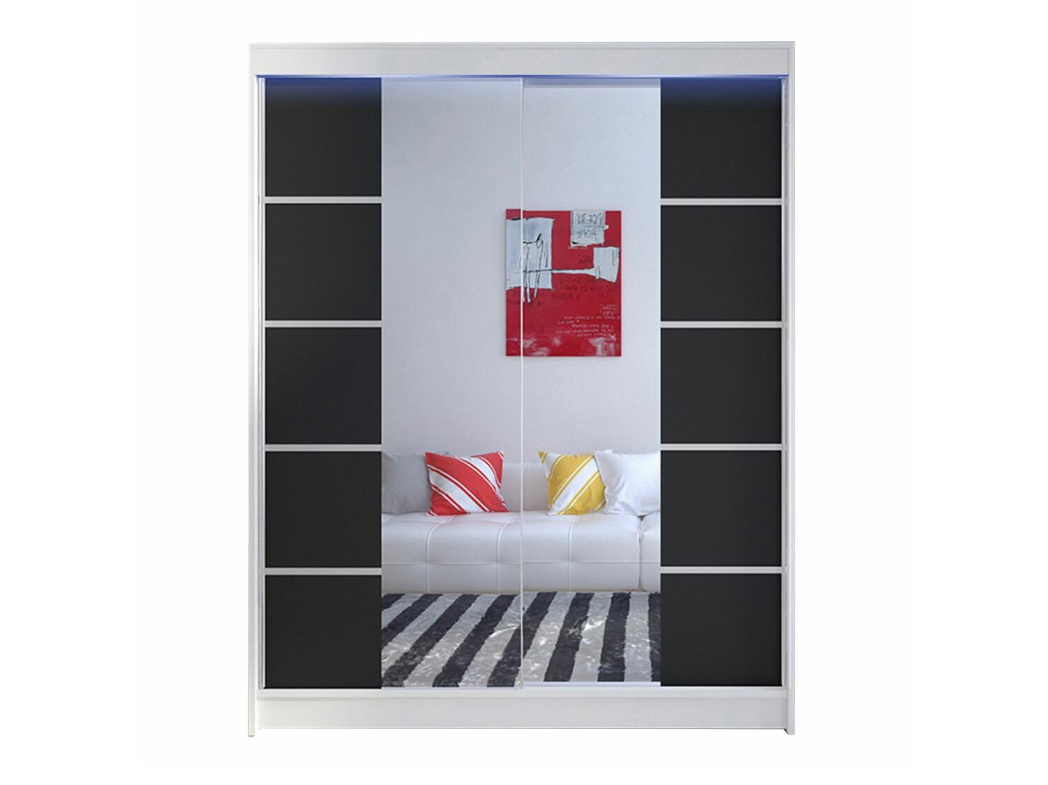 Riidekapp Closico Vastor V (Valge + Must)