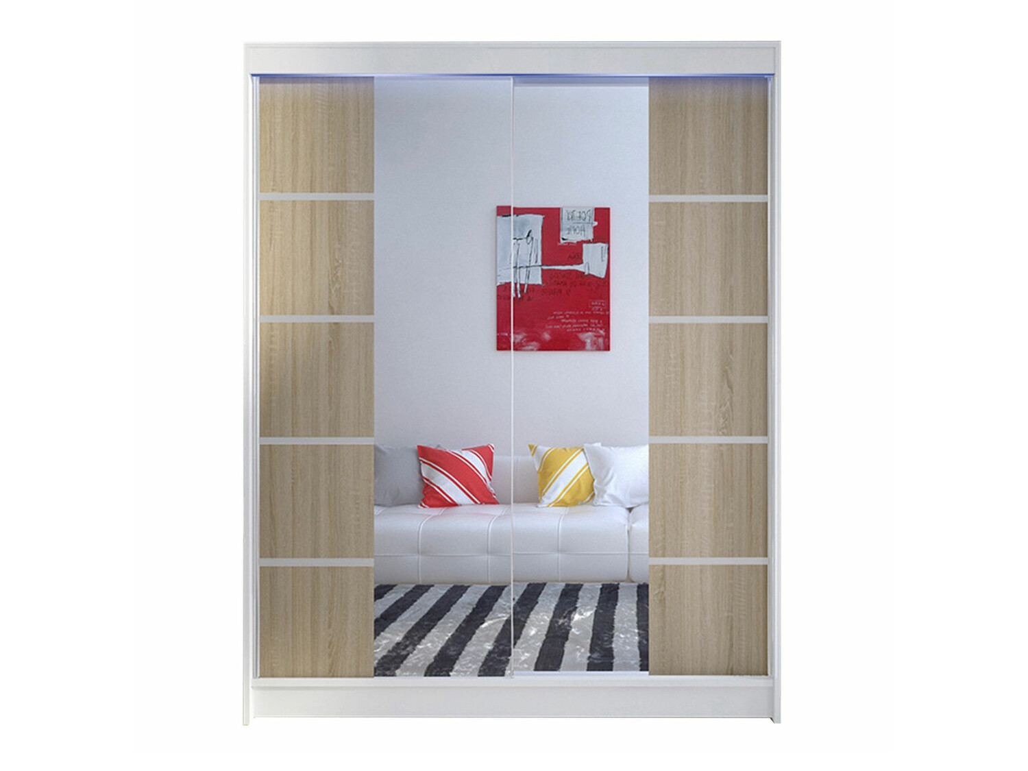 Riidekapp Closico Vastor V (Valge + Sonoma tamm)