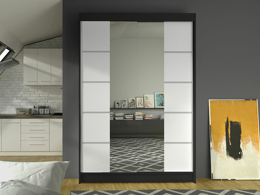 Riidekapp Closico Salvor V (Must + Valge)