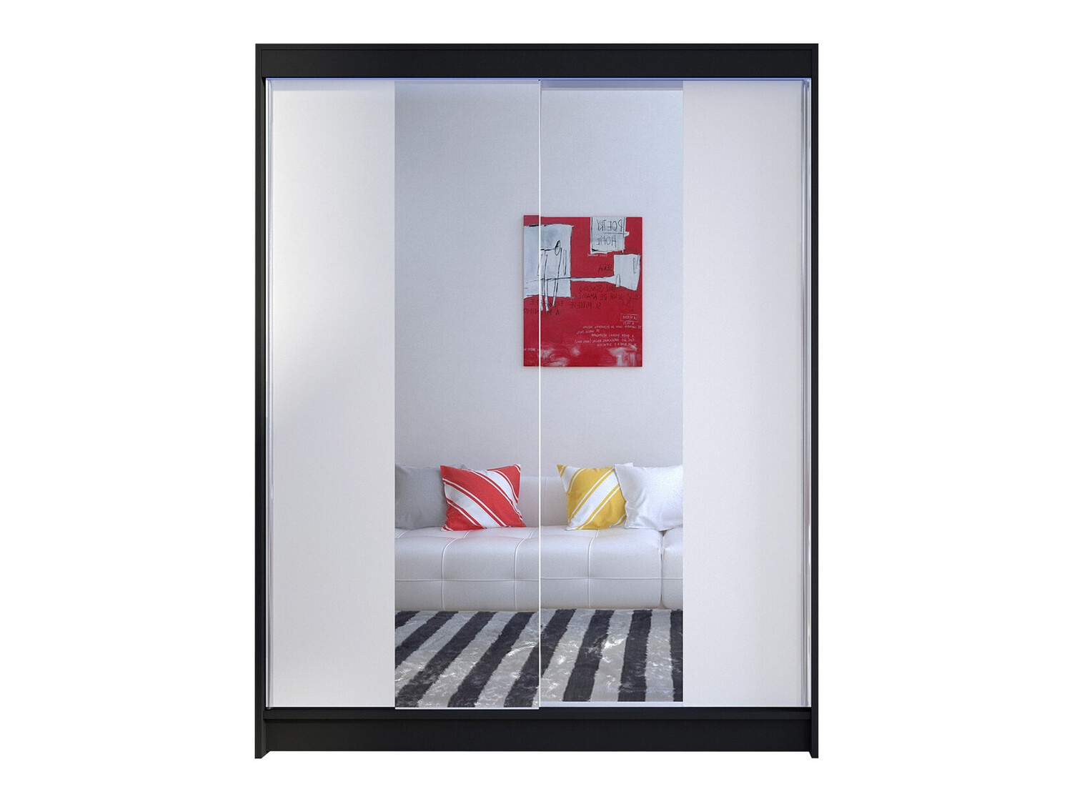 Riidekapp Closico 141 (Must + Valge)