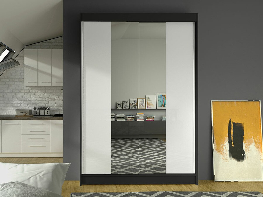 Riidekapp Closico 148 (Must + Valge)